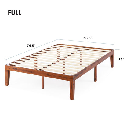 16 Inch Classic Solid Wood Platform Bed Frame in Multiple Finishes