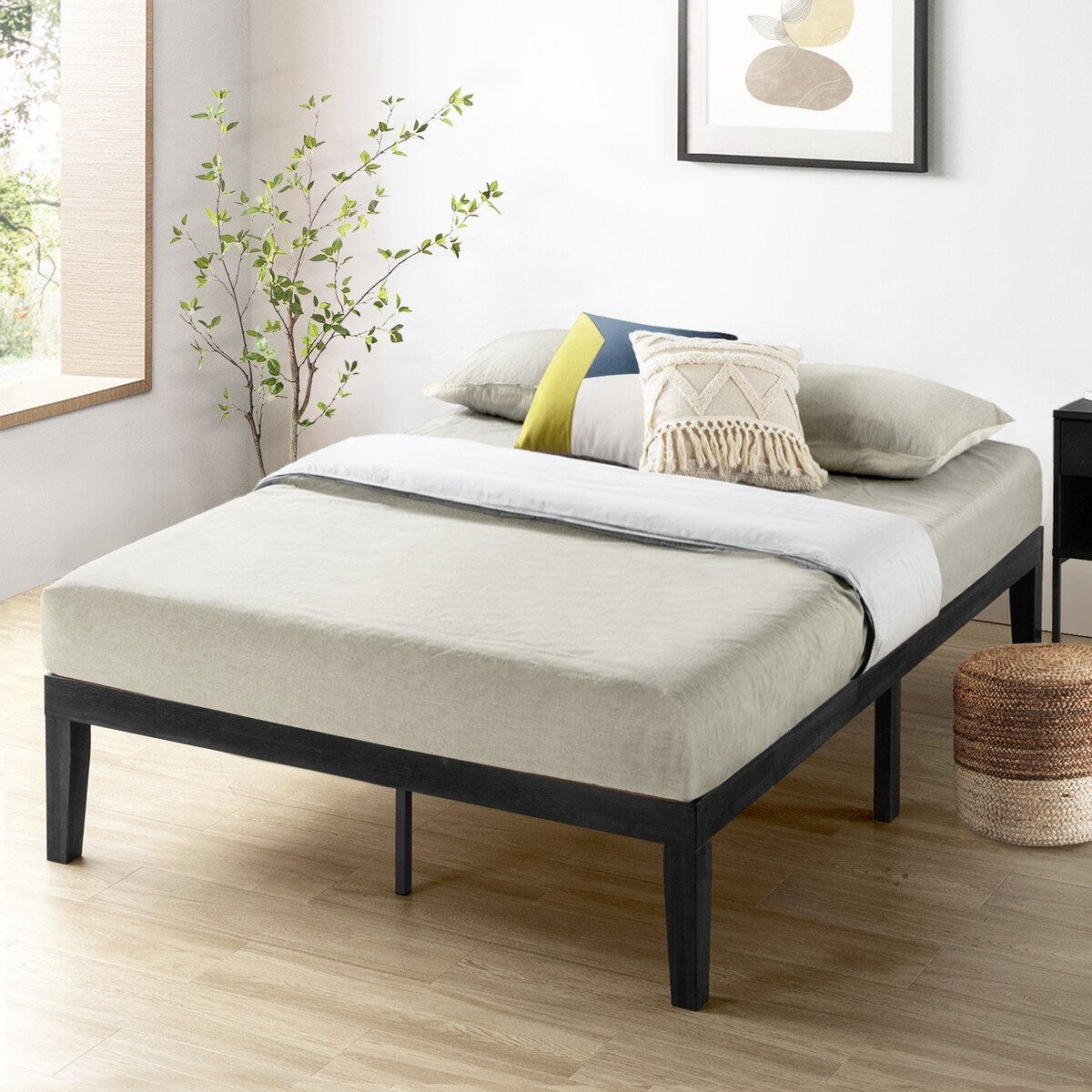 16 Inch Classic Solid Wood Platform Bed Frame in Multiple Finishes