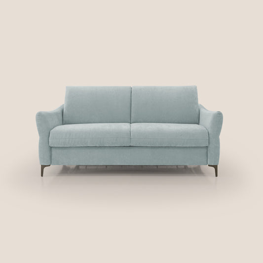 Dalia divano letto con materasso H18 cm e piedi alti in raffinato tessuto smacchiabile T17 verde acqua