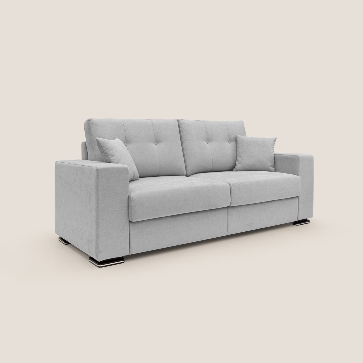 Divano Giove in morbido tessuto impermeabile T02 grigio chiaro