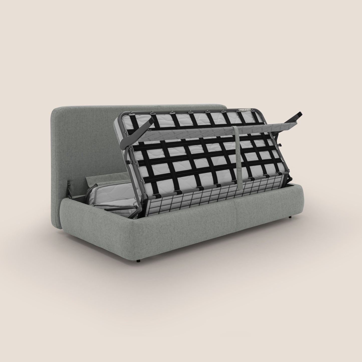 Gransasso Divano letto matrimoniale dal DESIGN innovativo in tessuto impermeabile T03 grigio chiaro