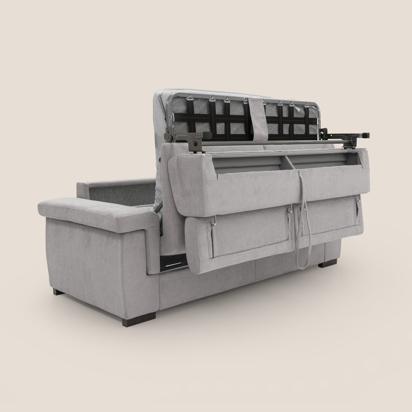 Bjorn divano letto sfoderabile con materasso H18 cm e poggiatesta reclinabili in tessuto impermeabile T02 grigio chiaro