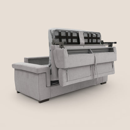 Bjorn divano letto sfoderabile con materasso H18 cm e poggiatesta reclinabili in tessuto impermeabile T02 grigio chiaro