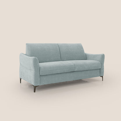Dalia divano letto con materasso H18 cm e piedi alti in raffinato tessuto smacchiabile T17 verde acqua