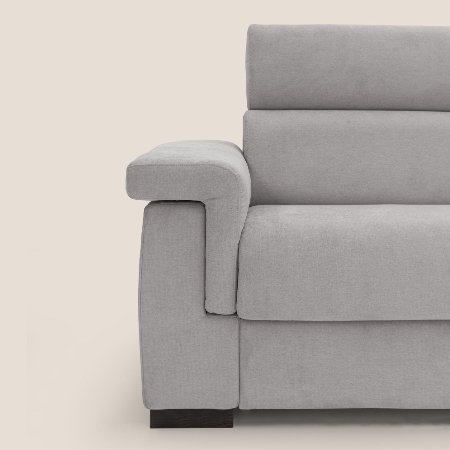 Bjorn divano letto sfoderabile con materasso H18 cm e poggiatesta reclinabili in tessuto impermeabile T02 grigio chiaro