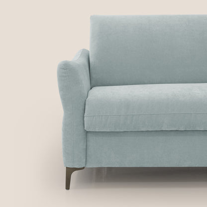 Dalia divano letto con materasso H18 cm e piedi alti in raffinato tessuto smacchiabile T17 verde acqua