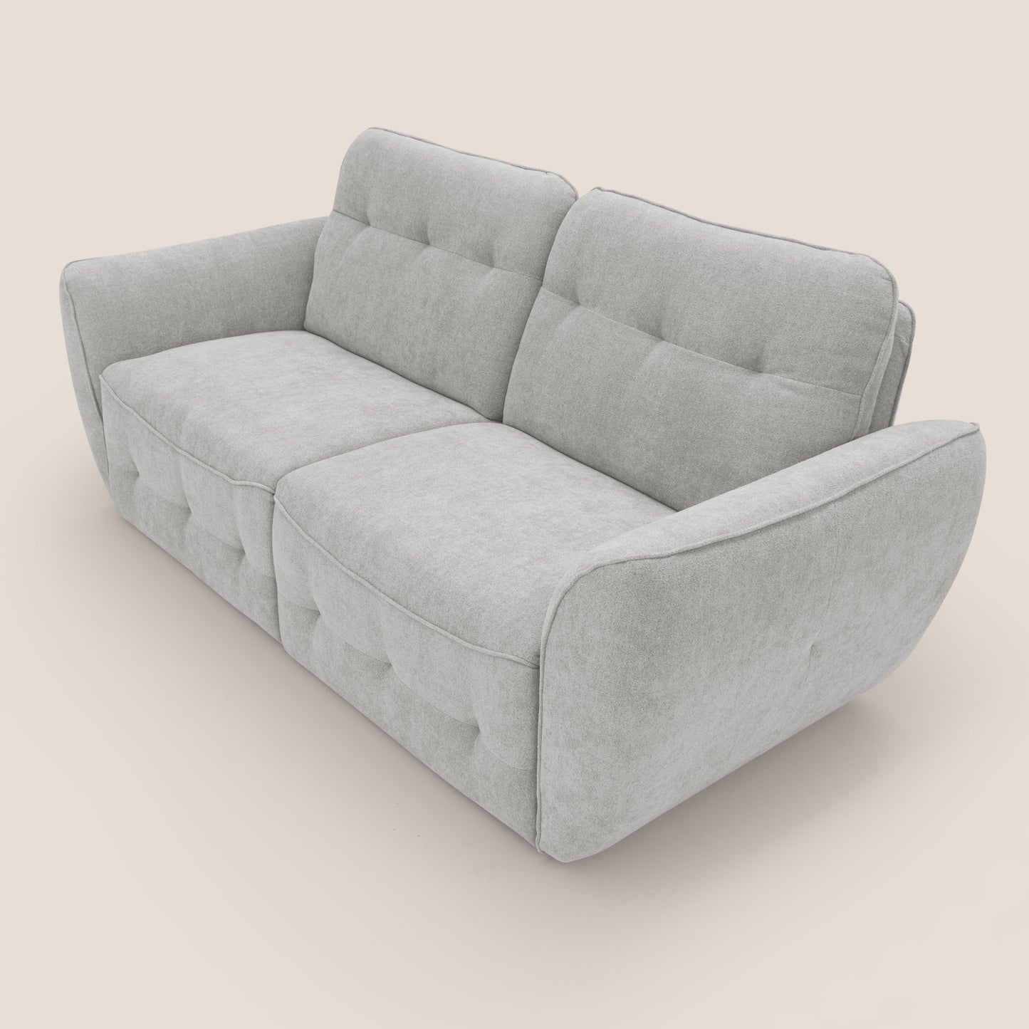 Cerbero divano 2 e 3 posti 208 cm in morbido bouclé impermeabile T07 grigio