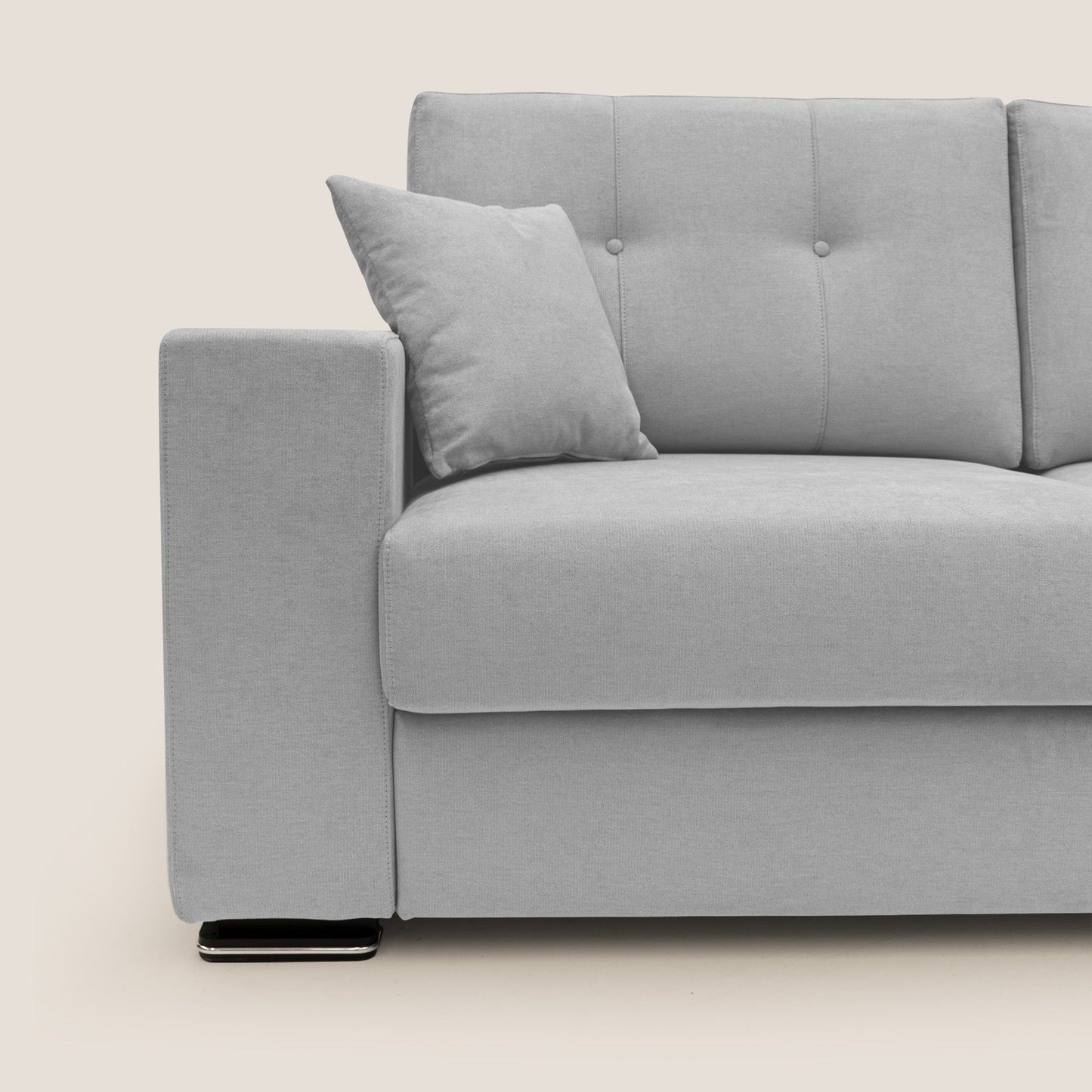 Divano Giove in morbido tessuto impermeabile T02 grigio chiaro