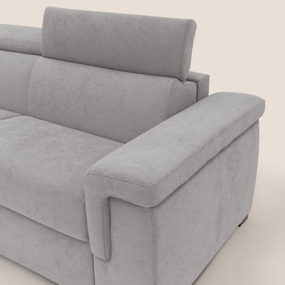 Giunone divano letto con materasso alto 18 cm e poggiatesta reclinabili in tessuto impermeabile T02 grigio chiaro 
