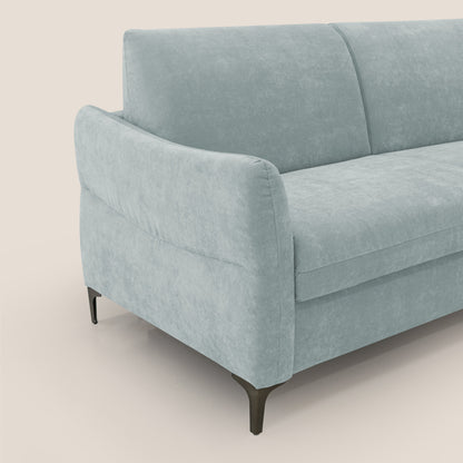 Dalia divano letto con materasso H18 cm e piedi alti in raffinato tessuto smacchiabile T17 verde acqua