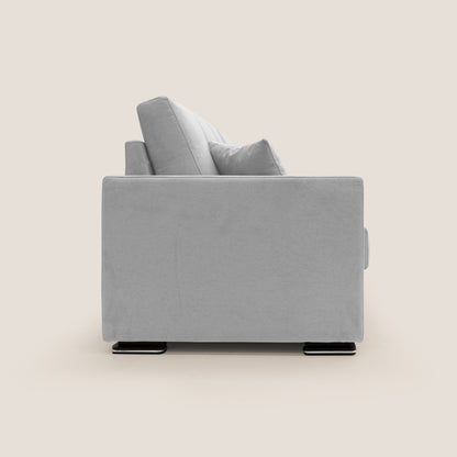 Divano Giove in morbido tessuto impermeabile T02 grigio chiaro