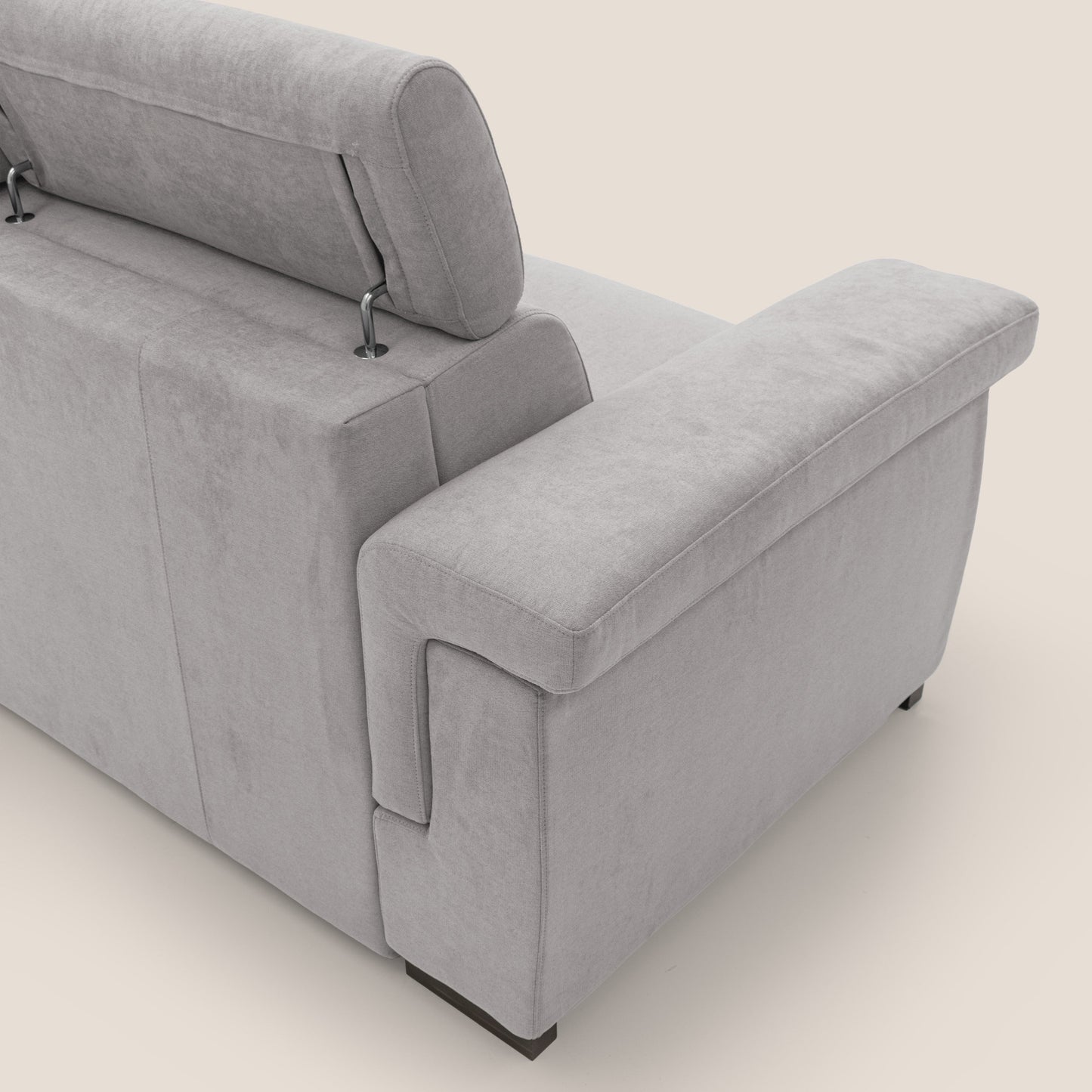Bjorn divano letto sfoderabile con materasso H18 cm e poggiatesta reclinabili in tessuto impermeabile T02 grigio chiaro