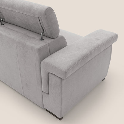 Bjorn divano letto sfoderabile con materasso H18 cm e poggiatesta reclinabili in tessuto impermeabile T02 grigio chiaro