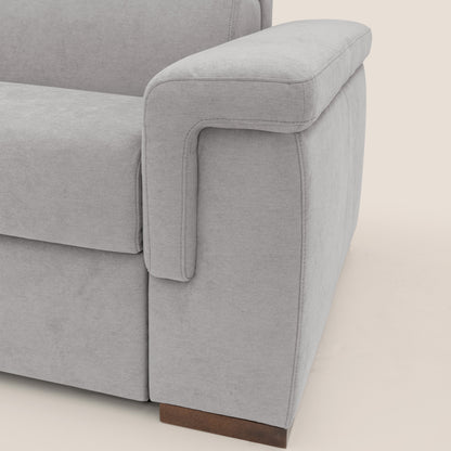 Giunone divano letto con materasso alto 18 cm e poggiatesta reclinabili in tessuto impermeabile T02 grigio chiaro 