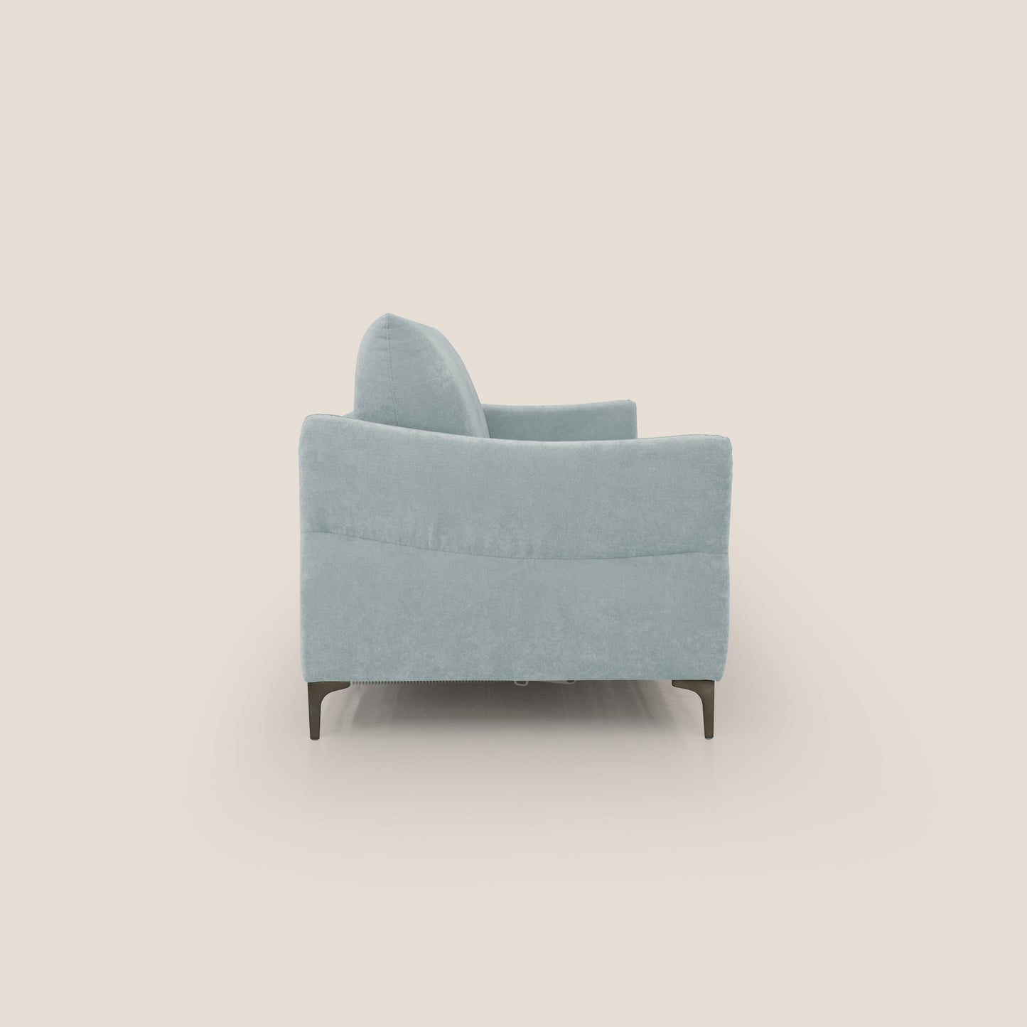 Dalia divano letto con materasso H18 cm e piedi alti in raffinato tessuto smacchiabile T17 verde acqua