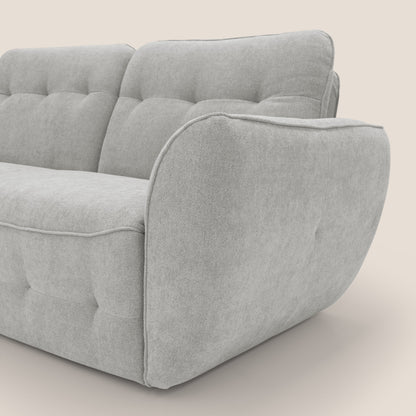 Cerbero divano angolare con pouf mobile in morbido bouclé impermeabile T07 grigio