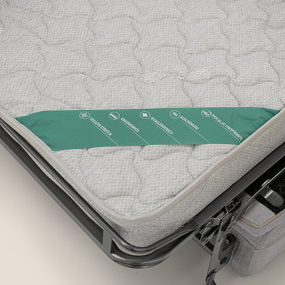 Bjorn divano letto sfoderabile con materasso H18 cm e poggiatesta reclinabili in tessuto impermeabile T02 grigio chiaro