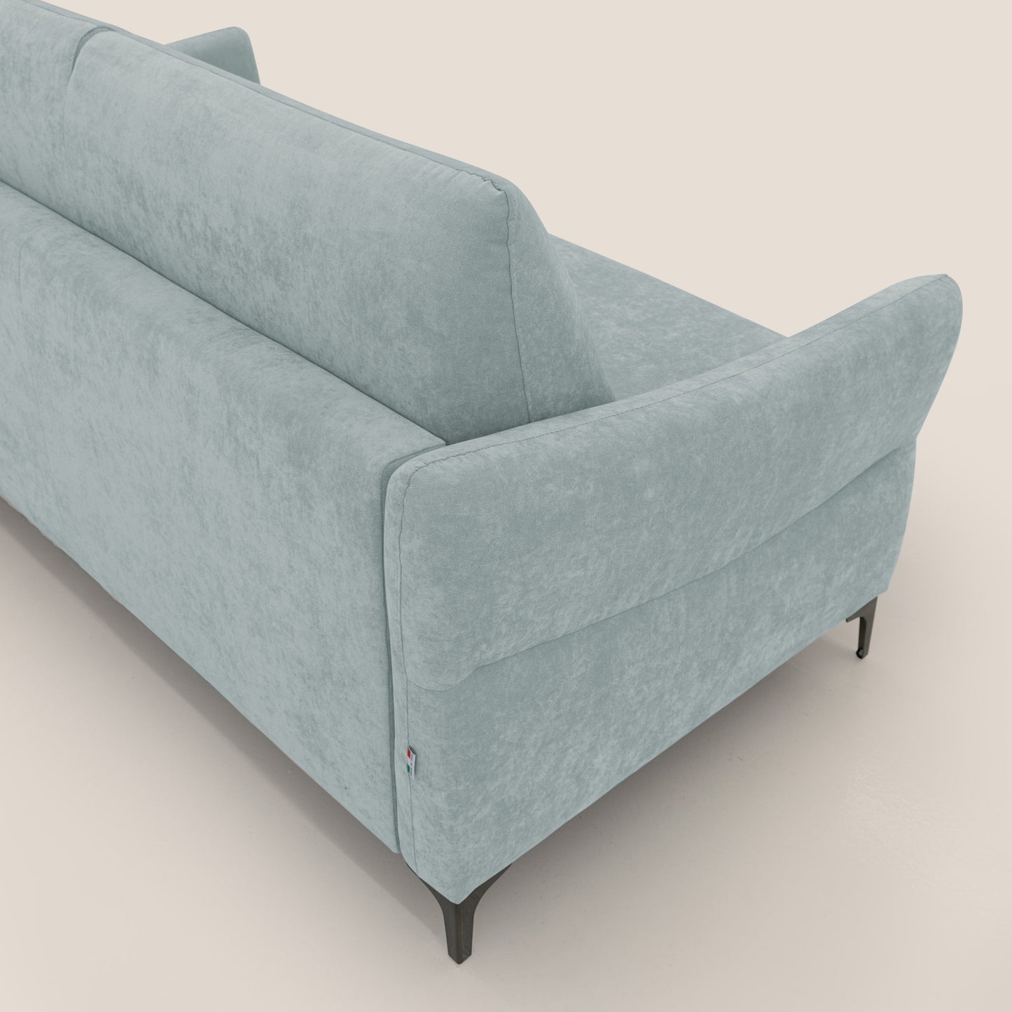 Dalia divano letto con materasso H18 cm e piedi alti in raffinato tessuto smacchiabile T17 verde acqua