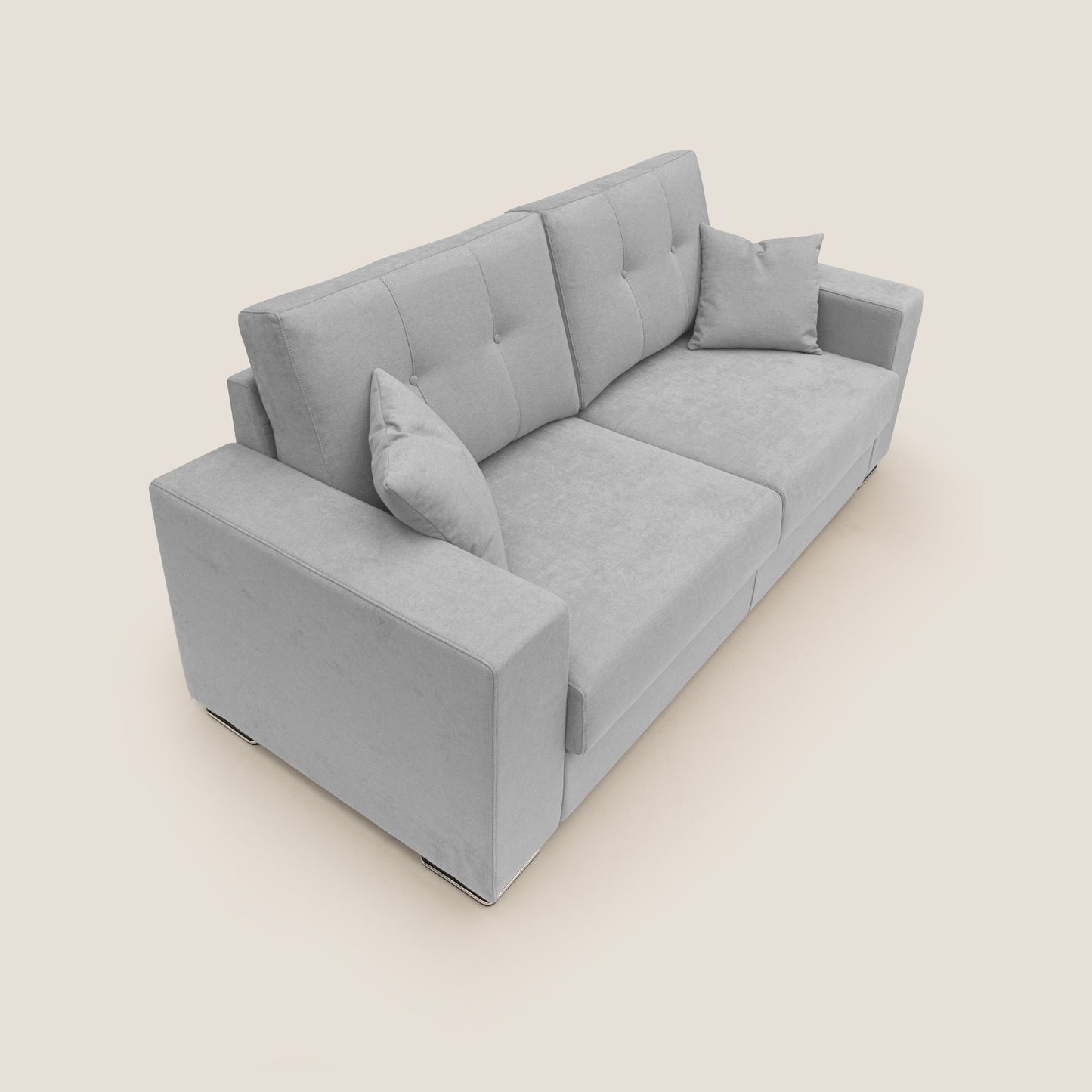 Divano Giove in morbido tessuto impermeabile T02 grigio chiaro