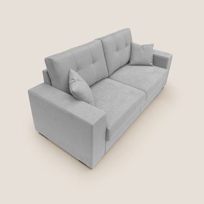 Divano Giove in morbido tessuto impermeabile T02 grigio chiaro