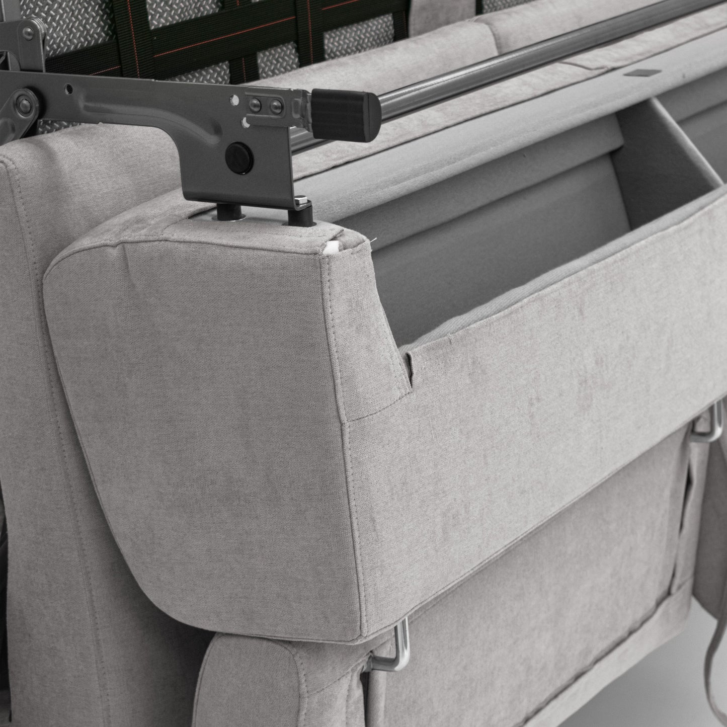 Bjorn divano letto sfoderabile con materasso H18 cm e poggiatesta reclinabili in tessuto impermeabile T02 grigio chiaro