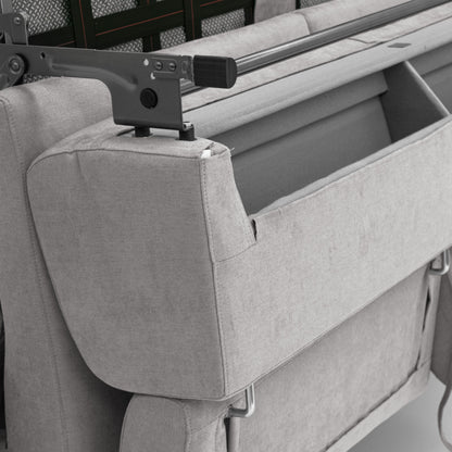 Bjorn divano letto sfoderabile con materasso H18 cm e poggiatesta reclinabili in tessuto impermeabile T02 grigio chiaro