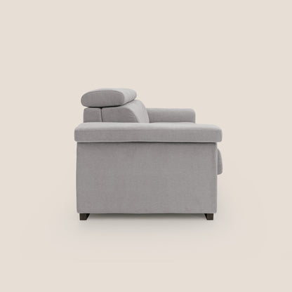 Bjorn divano letto sfoderabile con materasso H18 cm e poggiatesta reclinabili in tessuto impermeabile T02 grigio chiaro