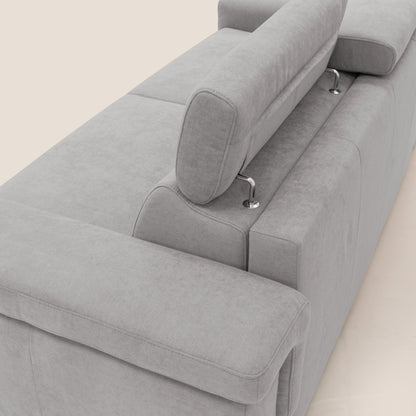Giunone divano letto con materasso alto 18 cm e poggiatesta reclinabili in tessuto impermeabile T02 grigio chiaro 