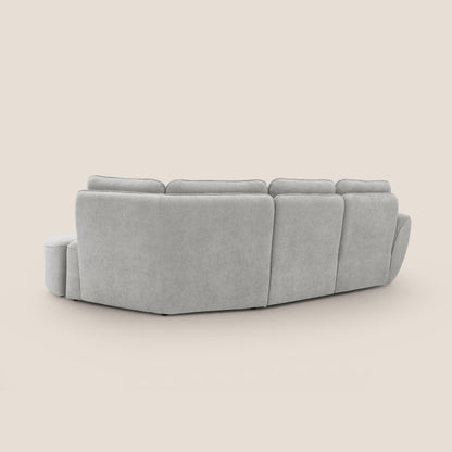 Cerbero divano angolare con pouf mobile in morbido bouclé impermeabile T07 grigio