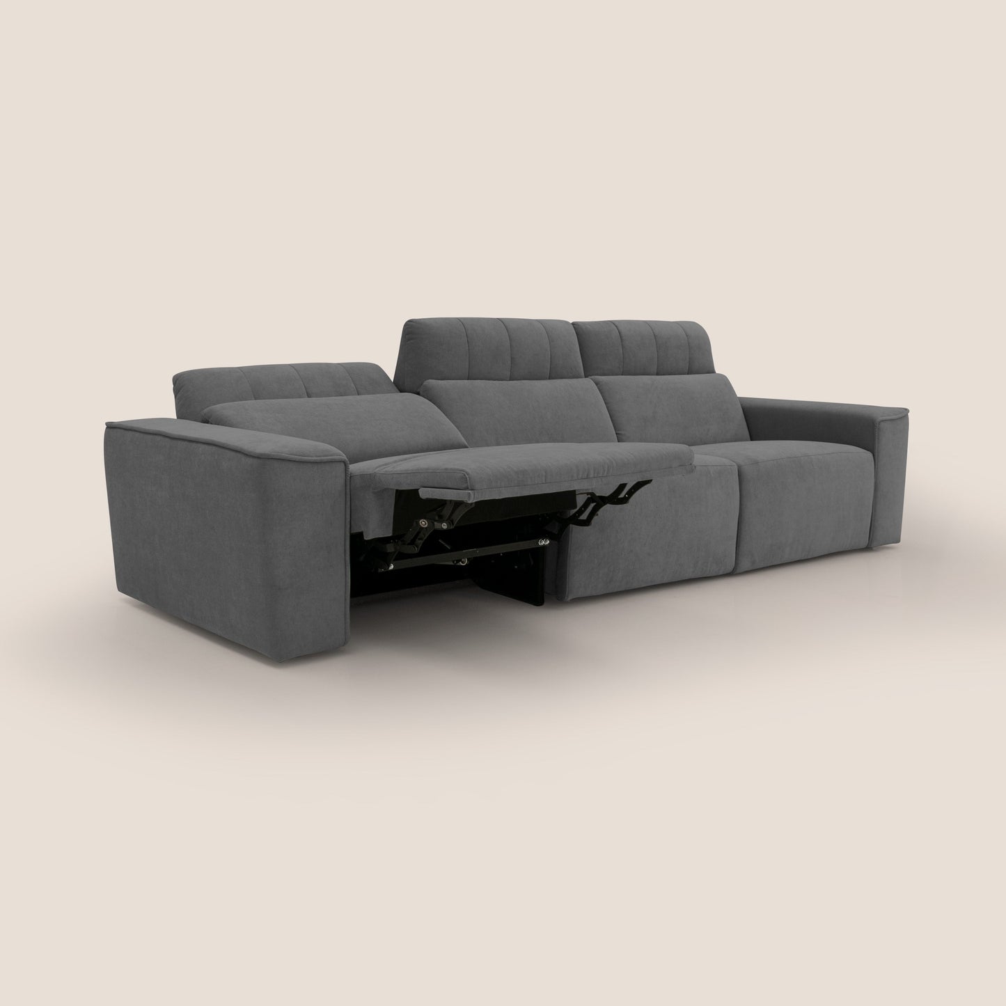 Clark Divano modulare 3 sedute con opzione relax elettrico in tessuto smacchiabile impermeabile T17 antracite