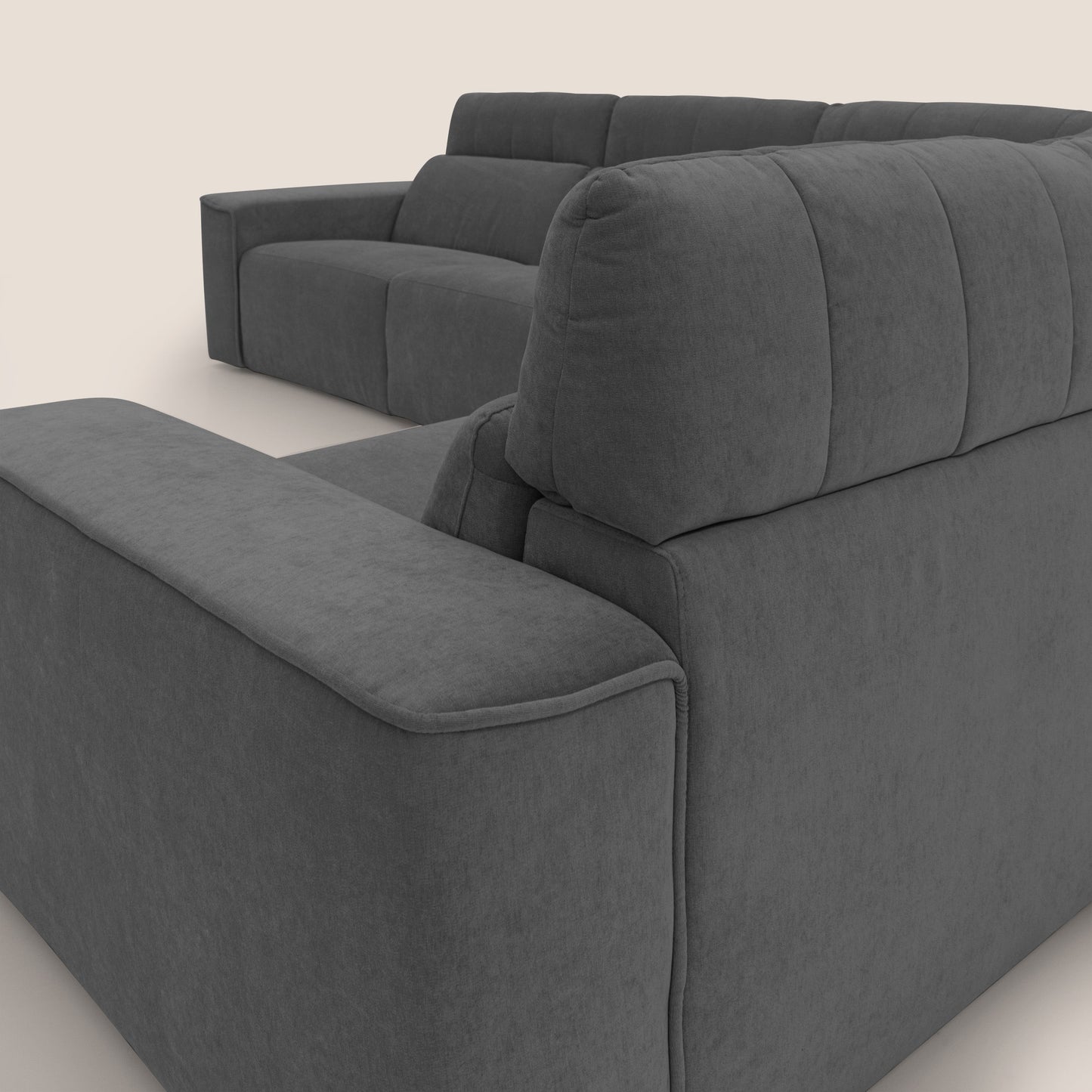 Clark Divano modulare angolare REVERSIBILE con opzione relax elettrico in tessuto smacchiabile impermeabile T17 antracite