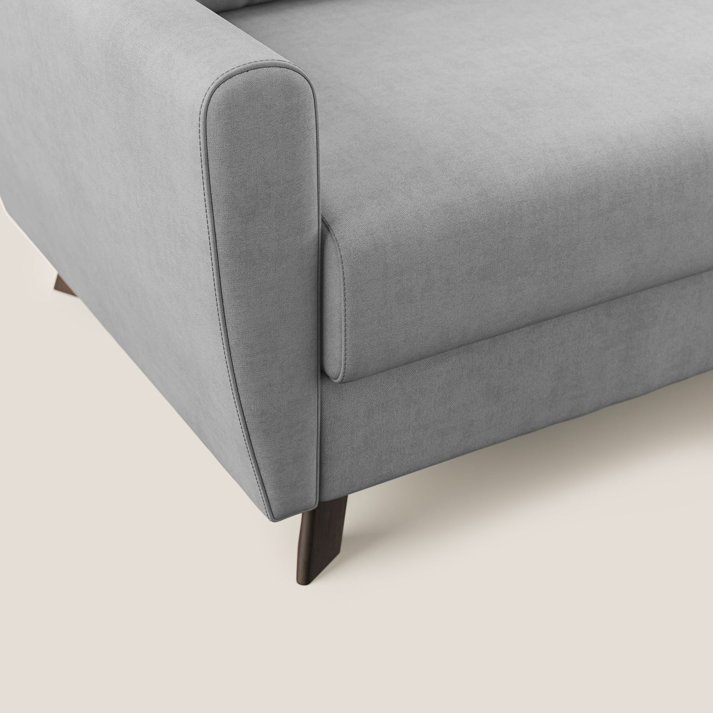 Callisto Divano letto matrimoniale in tessuto morbido impermeabile T02 grigio chiaro