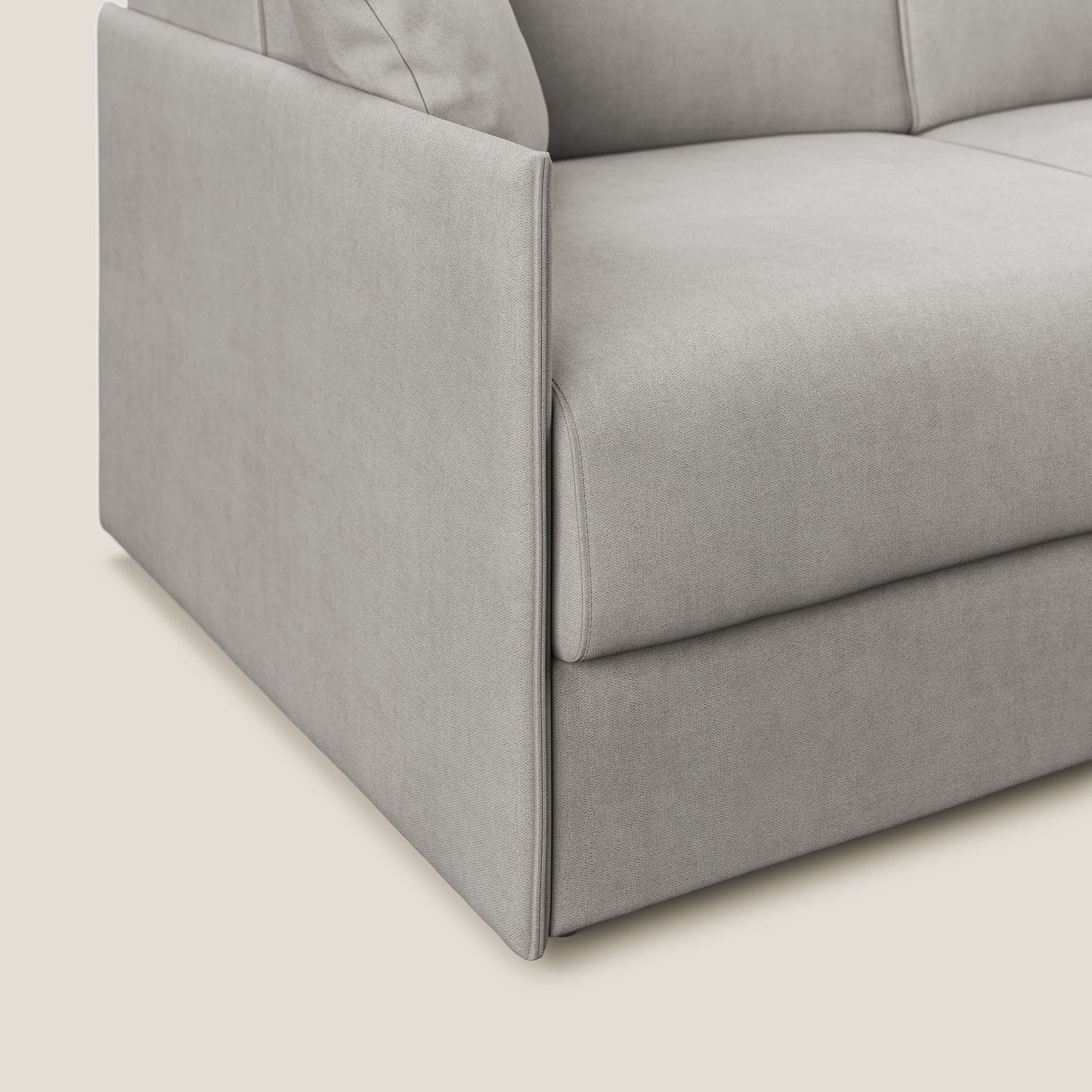 Evans Divano letto in morbido tessuto impermeabile T02 grigio chiaro
