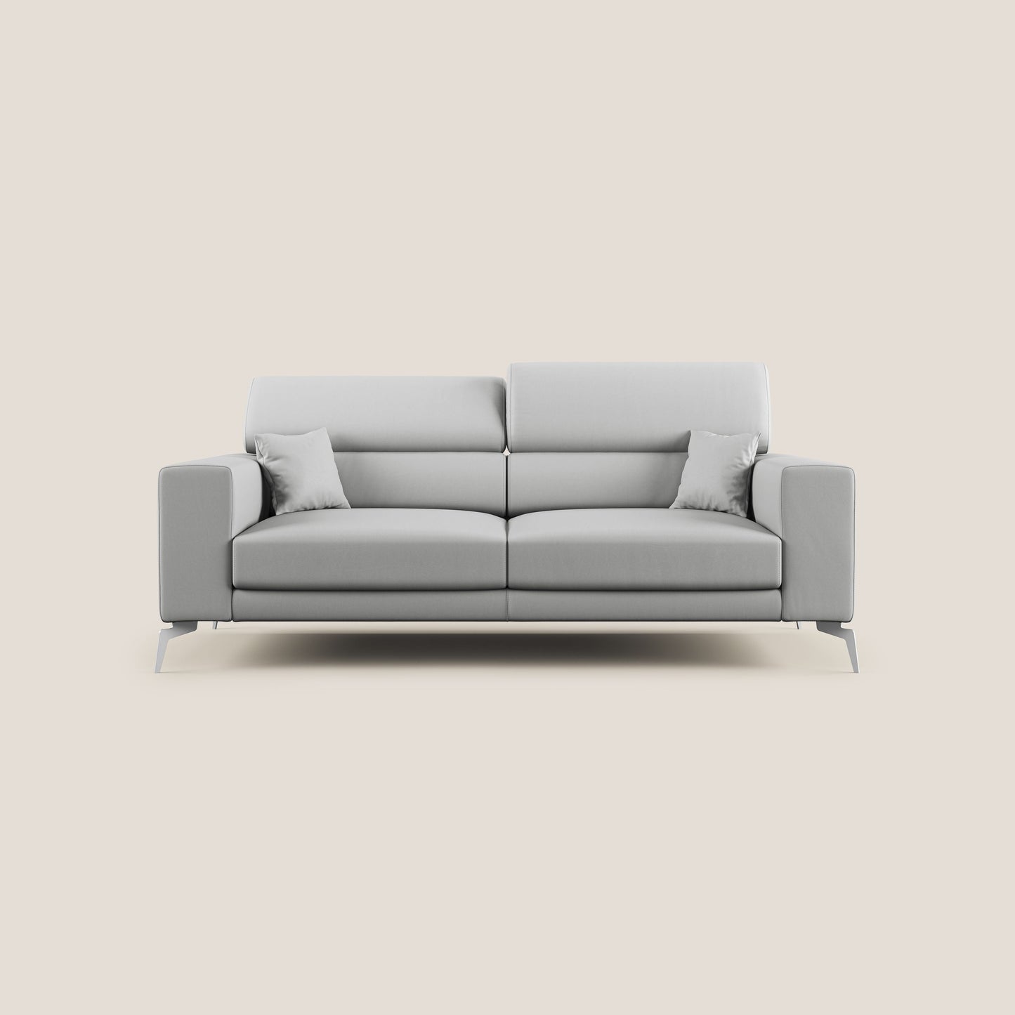 Blade Divano moderno con poggiatesta reclinabili in Ecopelle T04 grigio chiaro