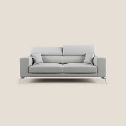 Blade Divano moderno con poggiatesta reclinabili in Ecopelle T04 grigio chiaro