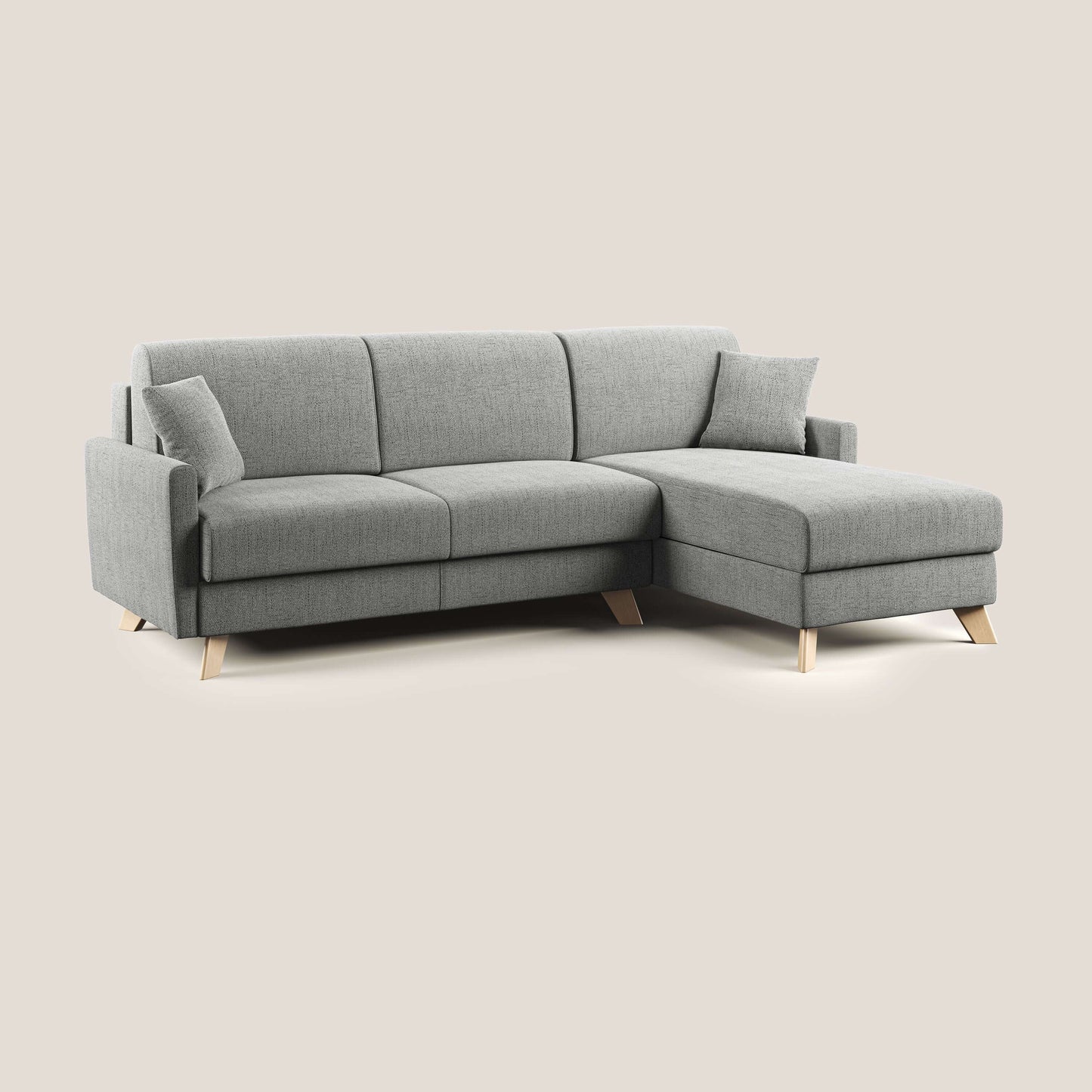 Edgar divano letto angolare in tessuto felis impermeabile T03 grigio chiaro