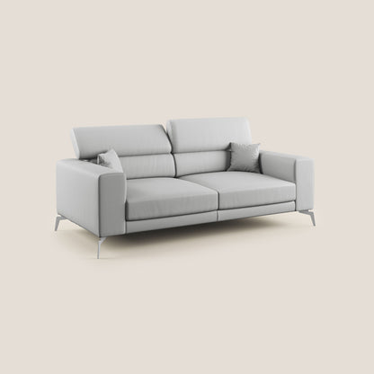 Blade Divano moderno con poggiatesta reclinabili in Ecopelle T04 grigio chiaro