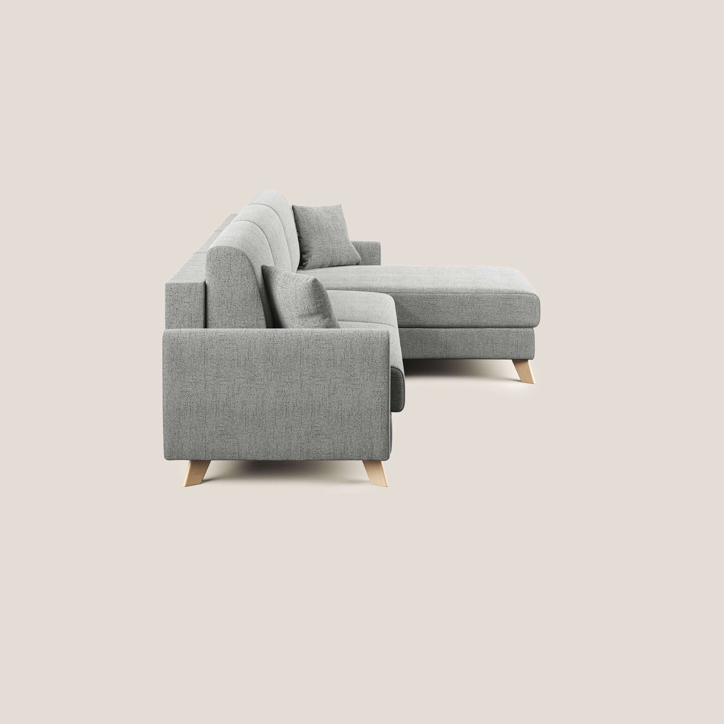 Edgar divano letto angolare in tessuto felis impermeabile T03 grigio chiaro