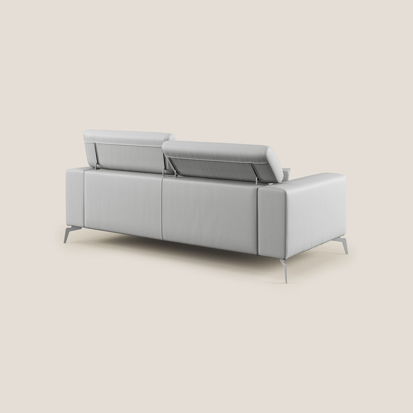 Blade Divano moderno con poggiatesta reclinabili in Ecopelle T04 grigio chiaro