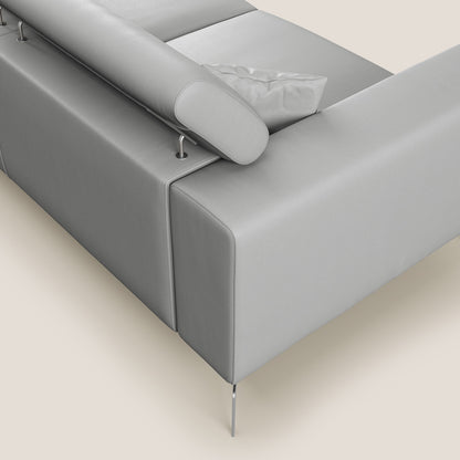 Blade Divano moderno con poggiatesta reclinabili in Ecopelle T04 grigio chiaro