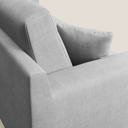 Divano danese moderno in morbido tessuto impermeabile T02 grigio chiaro