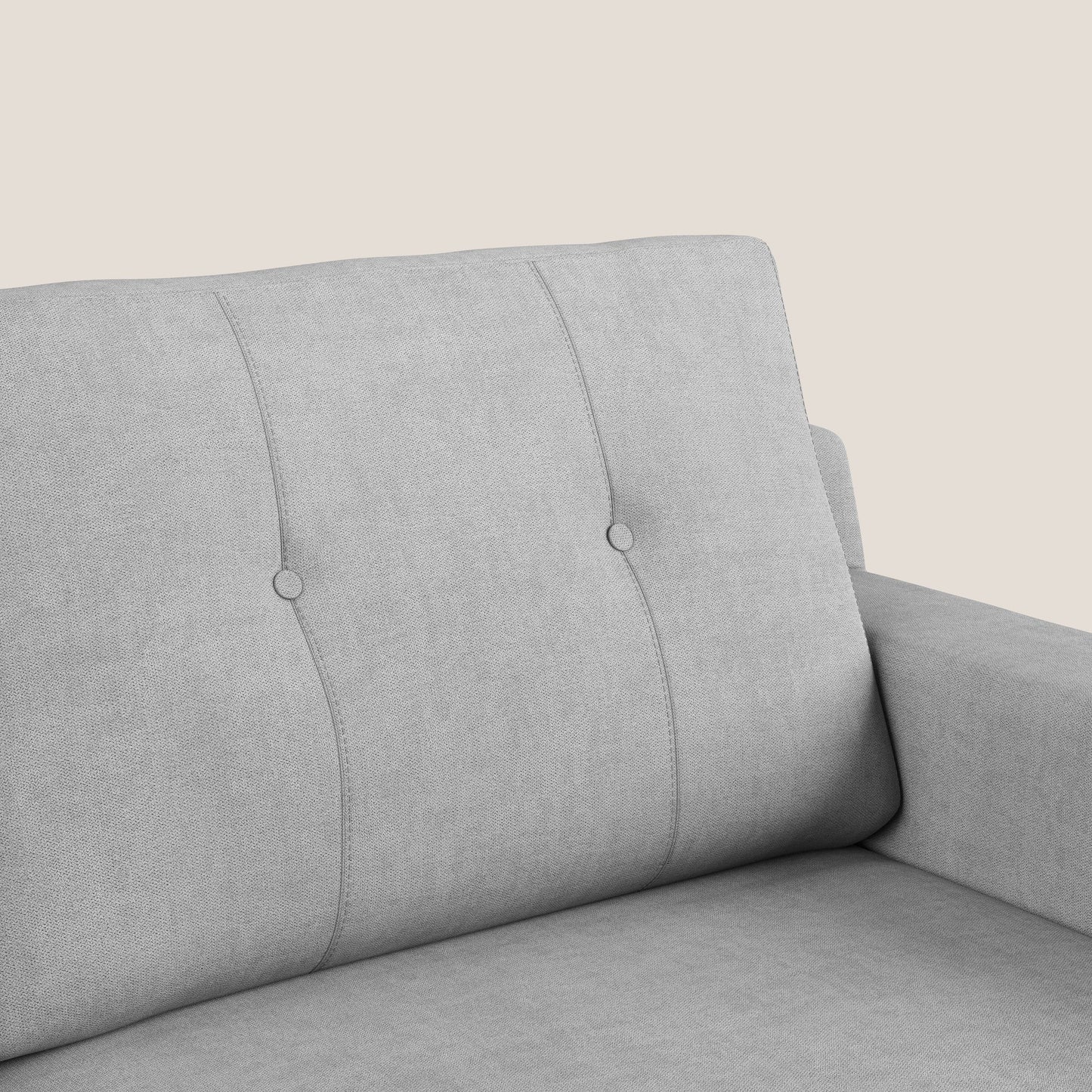 Divano danese moderno in morbido tessuto impermeabile T02 grigio chiaro