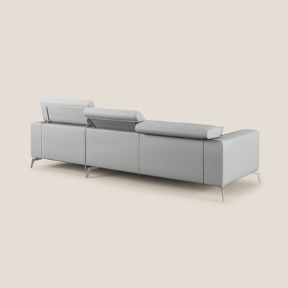 Blade Divano moderno angolare con poggiatesta reclinabili in Ecopelle T04 grigio chiaro