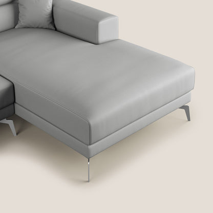 Blade Divano moderno angolare con poggiatesta reclinabili in Ecopelle T04 grigio chiaro