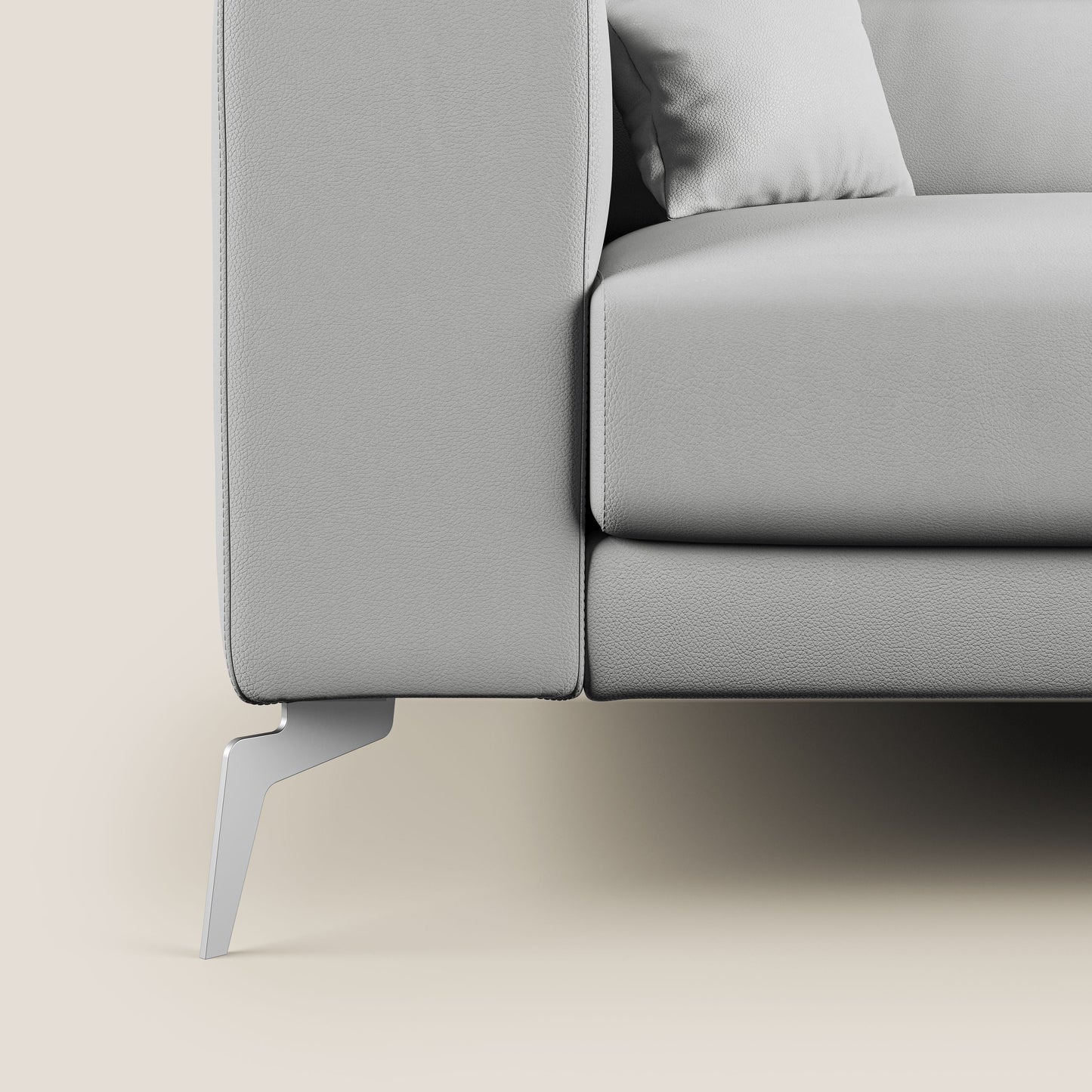 Blade Divano moderno angolare con poggiatesta reclinabili in Ecopelle T04 grigio chiaro