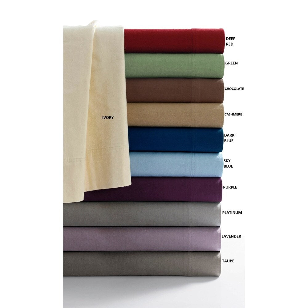 170-GSM Cozy Flannel Solid Extra Deep Pocket Bed Sheet Set