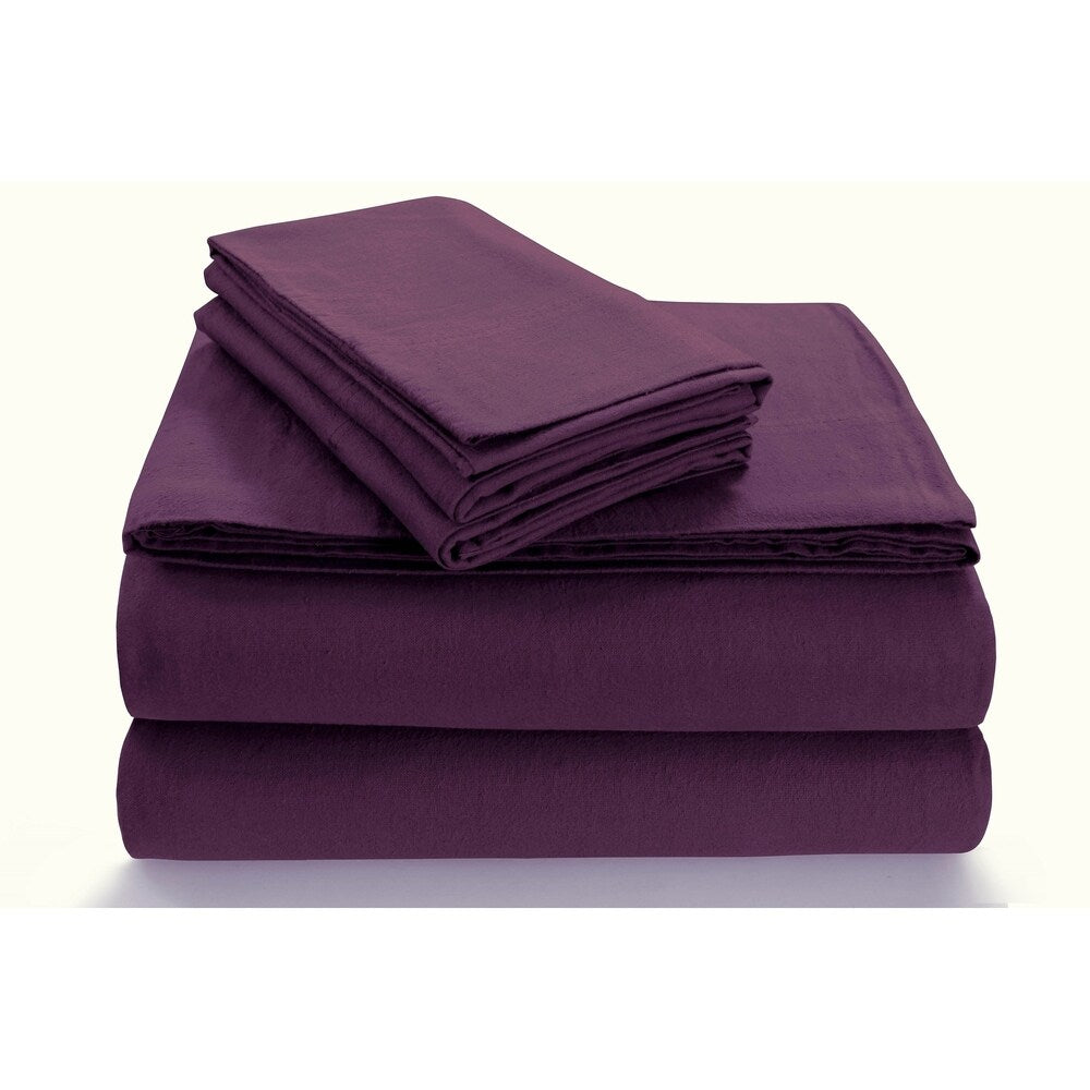 170-GSM Cozy Flannel Solid Extra Deep Pocket Bed Sheet Set