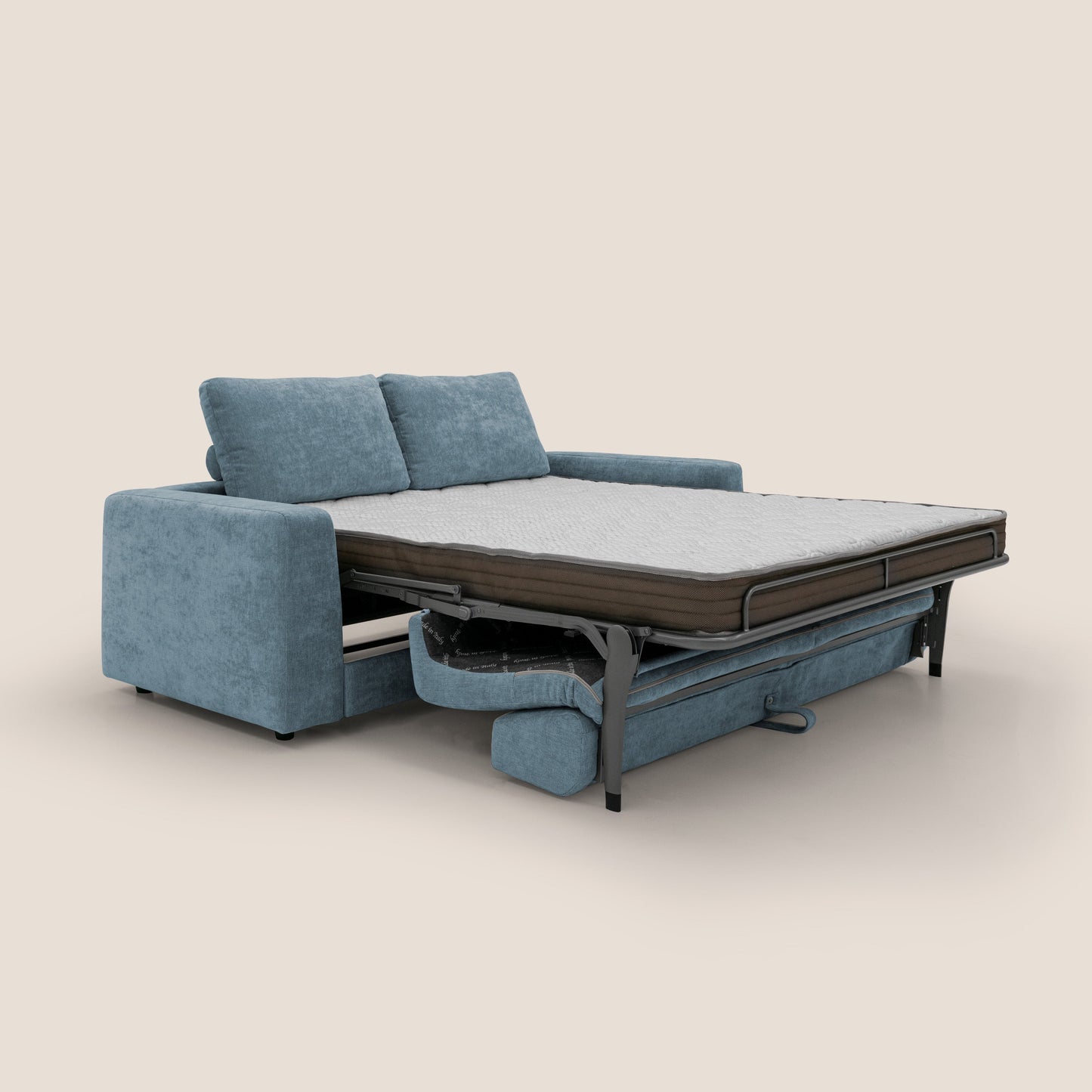 Freia Divano letto minimal materasso h15 cm con morbidi schienali in tessuto impermeabile T14 carta da zucchero