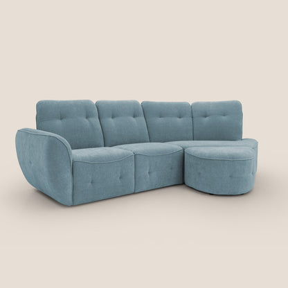 Cerbero divano angolare con pouf mobile in morbido bouclé impermeabile T07 carta da zucchero