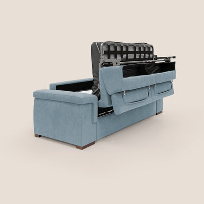 Giunone divano letto con materasso alto 18 cm e poggiatesta reclinabili in tessuto impermeabile T02 carta da zucchero 